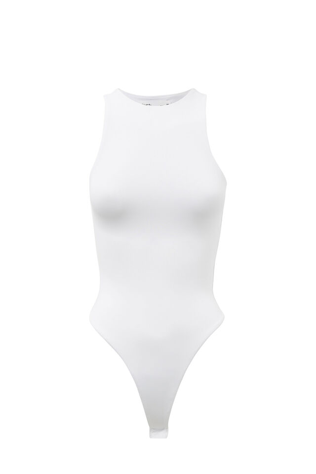 Luxe Sleeveless Bodysuit, WHITE