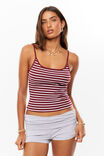 Becky Rib Tank, DARK PLUM/WHITE STRIPE - alternate image 1