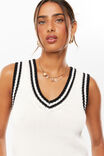 Reece V Neck Knit Vest, SUMMER WHITE/BLACK - alternate image 4