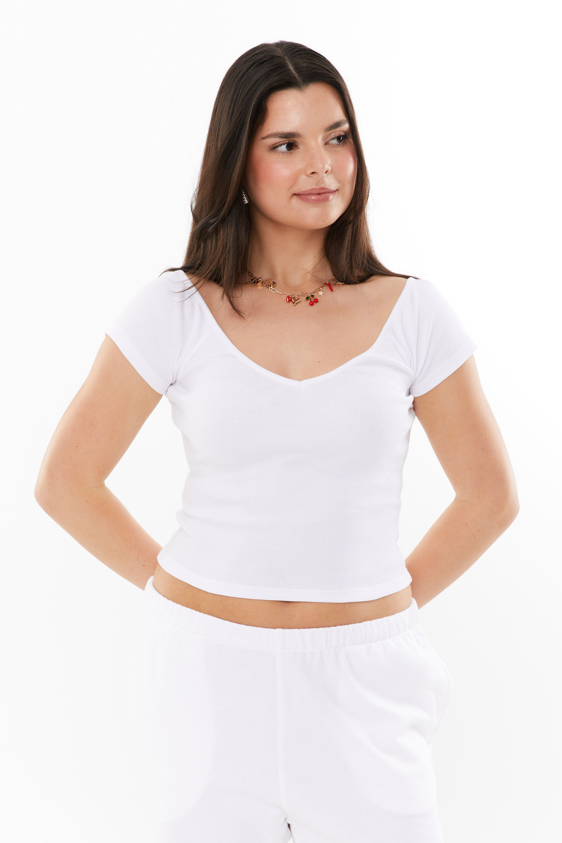 White off shoulder top short sleeve cheap