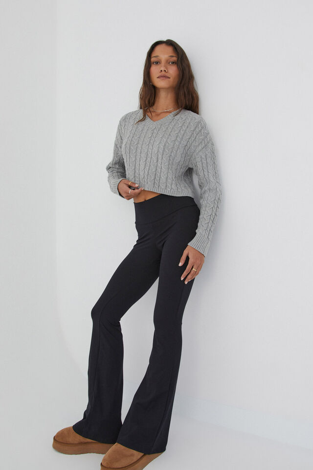 Leila Cable Knit Jumper, GREY MARLE