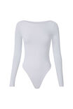 Luxe Backless Long Sleeve Bodysuit, WHITE - alternate image 6