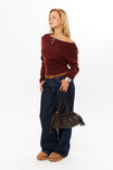 Pippa Off Shoulder Knit Jumper, DARK PLUM - alternate image 2