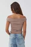 Soft Ruched Off The Shoulder Top, TOFFEE TAUPE - alternate image 3