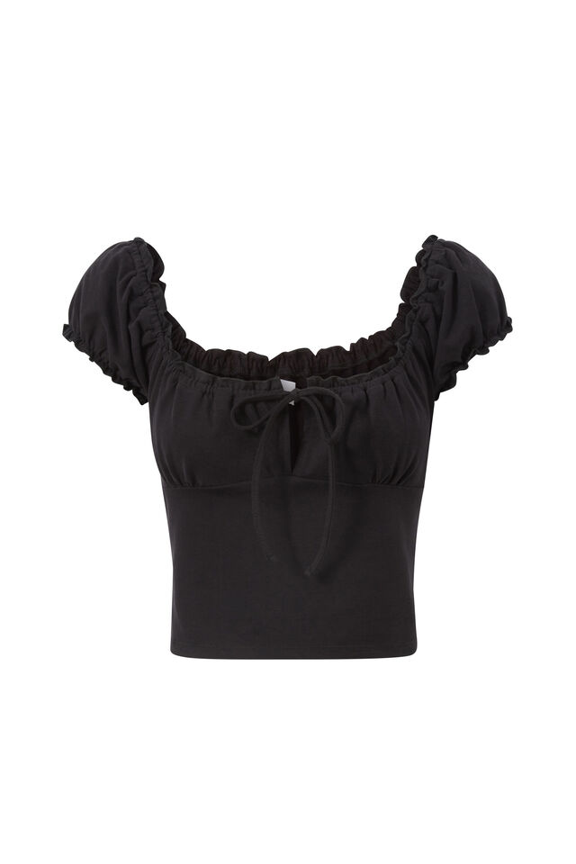 Jojo Short Sleeve Top, BLACK