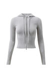 Katie Zip Through Knit Hoodie, GREY MARLE - alternate image 6