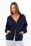 Josie Oversized Zip Through Hoodie, NIGHT NAVY - alternate image 1