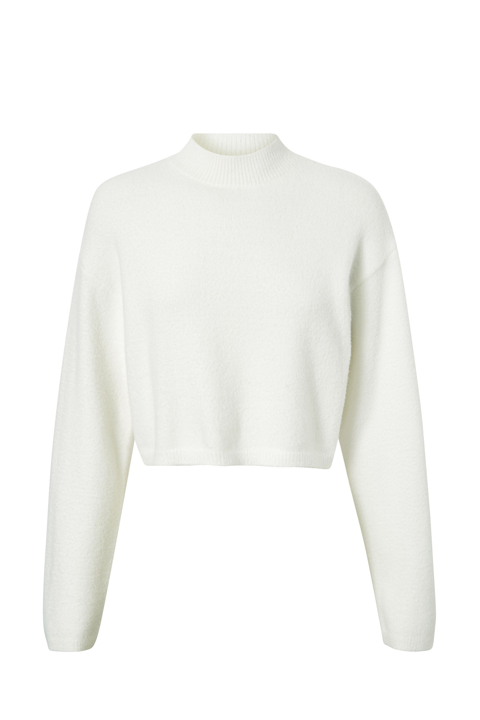 Mock neck white sweater deals