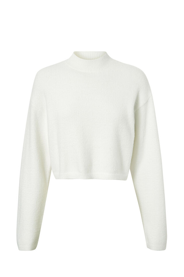 Marley Mock Neck Knit Jumper, MERINGUE WHITE