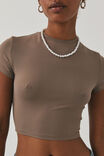 Luxe Cropped Short Sleeve Top, MINK BROWN - alternate image 2