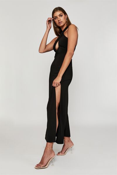 Sarah Halter Cut Out Maxi Dress, BLACK