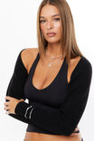 Katya Fluffy Knit Shrug, BLACK - alternate image 4