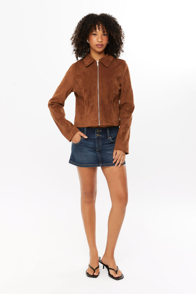 Hailey Faux Suede Jacket, BRUNETTE BROWN