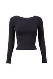 Ivy Backless Long Sleeve Top, BLACK - alternate image 6