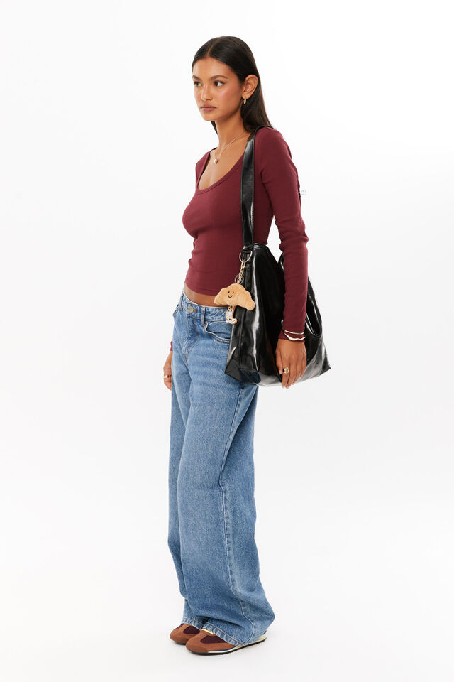 Riri Scoop Neck Long Sleeve, DARK PLUM