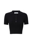 Shani Short Sleeve Knit Polo, BLACK - alternate image 6