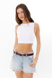 Luxe Low Back Crop Top, WHITE - alternate image 1