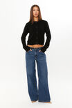 Phoebe Fluffy Knit Cardigan, BLACK - alternate image 2