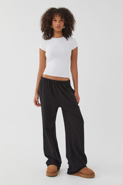 Relaxed Wide Leg Track Pant, BLACK