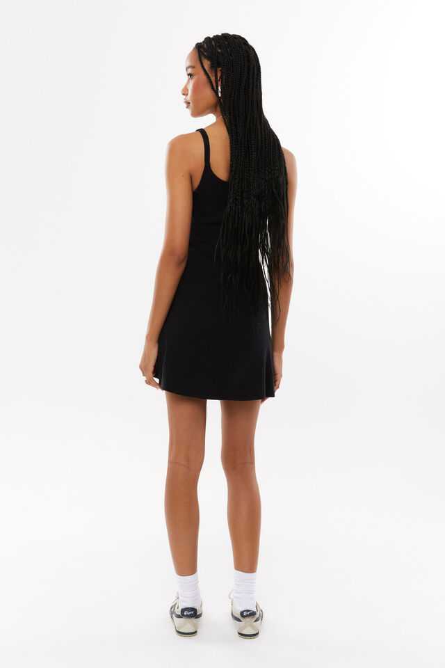 Lulu Scoop Neck Mini Dress, BLACK