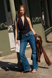 Buttoned Stretch Flare Jean, BLUE IVY - alternate image 1