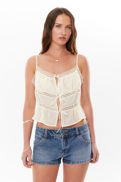Amy Tie Front Cami, ICED YELLOW