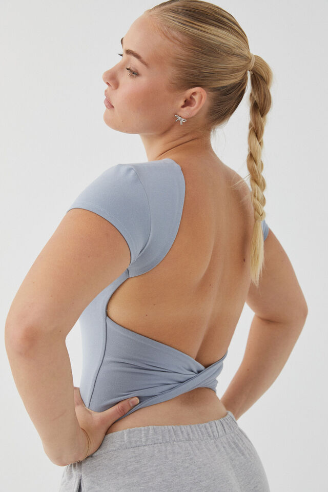 Soft Backless Tee, BLUE MIST