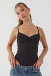 Light Luxe Ruched Strappy Bodysuit, BLACK - alternate image 2