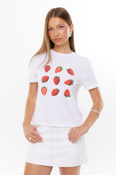 Everyday Graphic Tee, WHITE/STRAWBERRIES