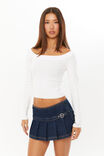 Ashley Pleated Denim Mini Skirt, INDIGO - alternate image 2
