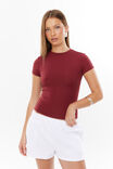 Luxe Longline Tee, DEEP CHERRY - alternate image 2