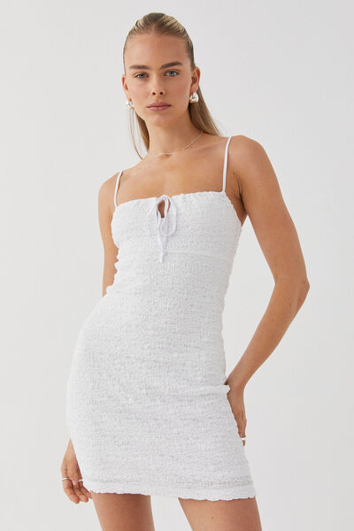 Polly Sleeveless Mini Dress, WHITE