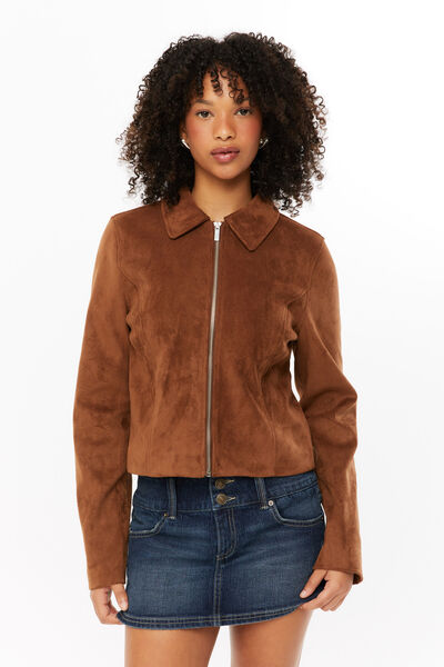 Hailey Faux Suede Jacket, BRUNETTE BROWN