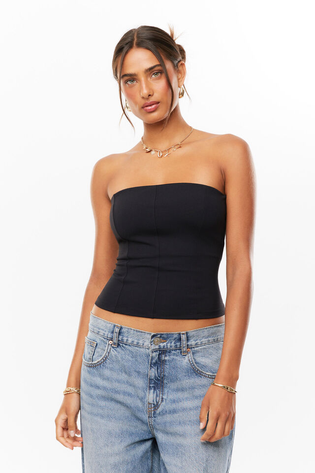 Sammy Strapless Top, BLACK