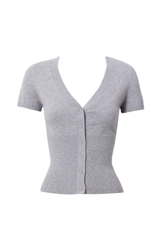 Stella Short Sleeve Knit, GREY MARLE