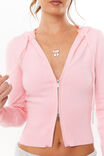 Katie Zip Through Knit Hoodie, ROSETTE PINK - alternate image 4