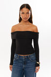 Soft Debbie Off The Shoulder Top, BLACK - alternate image 1