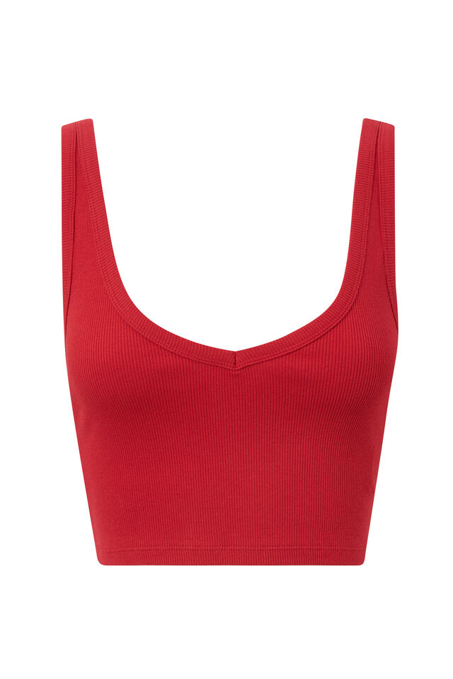 Amara Rib Cropped Tank, LIPSTICK RED