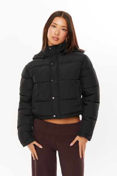 Recycled Puffer Jacket, BLACK