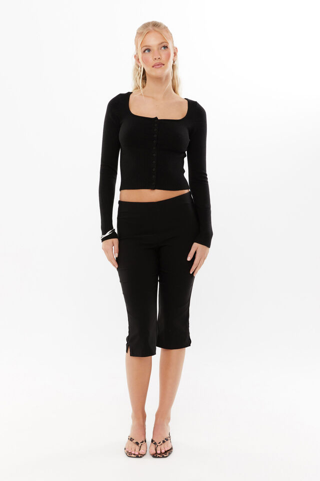 Sofi Square Neck Cardi, BLACK