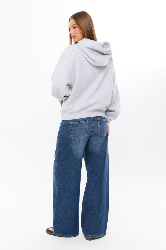 Passenger Princess Oversized Fleece Hoodie, GREY MARLE/PASSENGER PRINCESS