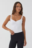 Luxe Scoop Neck Ruched Bodysuit, WHITE - alternate image 1