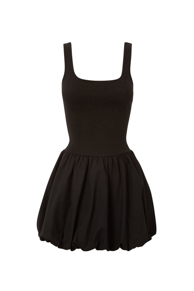 Clara Bubble Mini Dress, BLACK