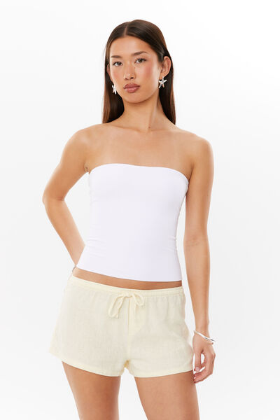 Henley Relaxed Linen Short, ICED YELLOW