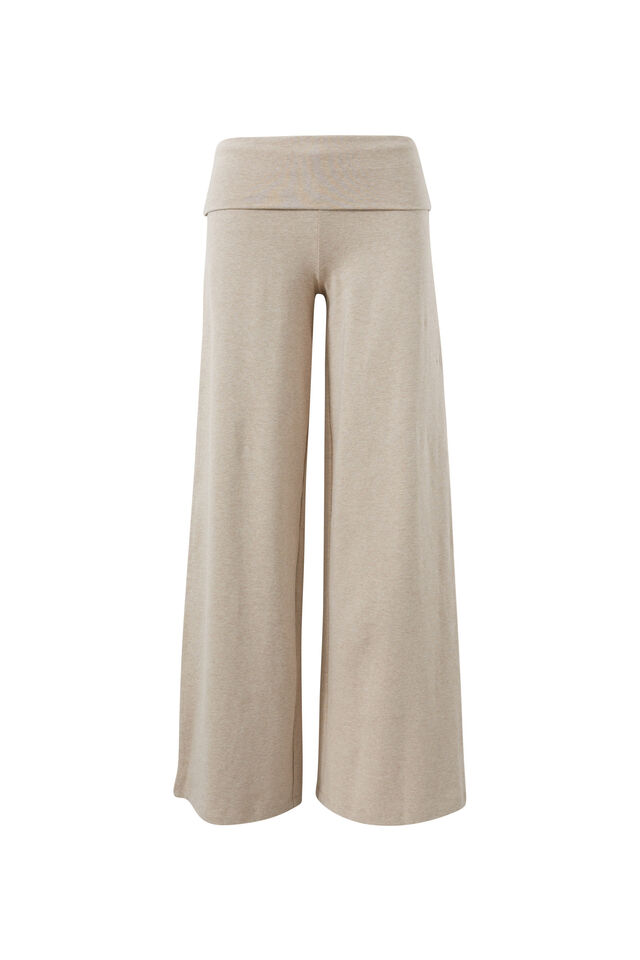Fold Back Wide Leg Pant, OAT MARLE