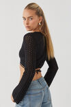 Kaylah Tie Front Open Knit, BLACK - alternate image 2