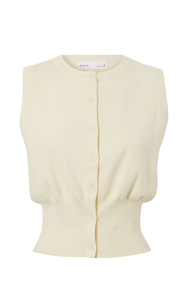Georgia Button Through Knit Vest, LEMON PUFF
