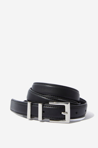 Classic Square Buckle Belt, BLACK/SILVER