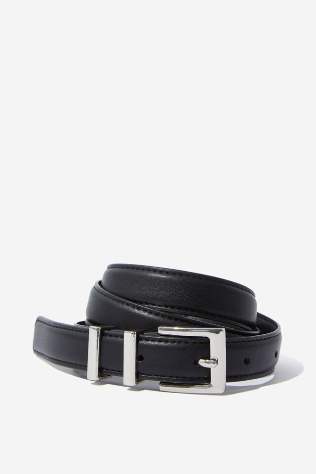 Classic Square Buckle Belt, BLACK/SILVER