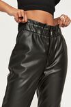 Vegan Leather Paperbag Waist Pant, BLACK - alternate image 4